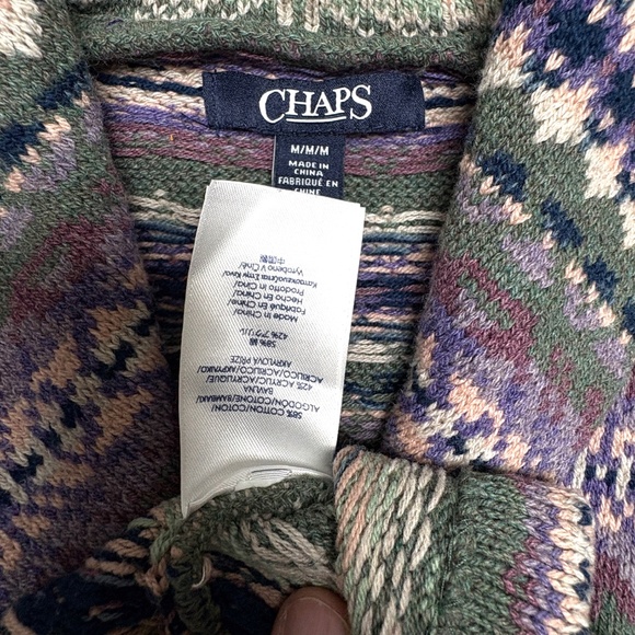 vest CHAPS southwestern cotton shawl collar button up classic vintage western - Picture 8 of 11